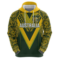Australia Rugby Custom Zip Hoodie Aboriginal Art Sporty Style - Polynesian Pride