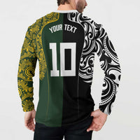 Aotearoa Australia Rugby Custom Button Sweatshirt Maori and Aboriginal Art Sporty Style - Polynesian Pride