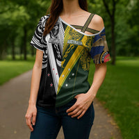 Aotearoa Australia Rugby Custom Cross Shoulder Shirt Maori and Aboriginal Art Sporty Style - Polynesian Pride