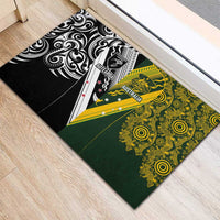 Aotearoa Australia Rugby Rubber Doormat Maori and Aboriginal Art Sporty Style LT03 - Polynesian Pride