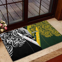 Aotearoa Australia Rugby Rubber Doormat Maori and Aboriginal Art Sporty Style LT03 - Polynesian Pride