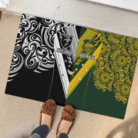 Aotearoa Australia Rugby Rubber Doormat Maori and Aboriginal Art Sporty Style LT03 - Polynesian Pride