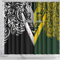 Aotearoa Australia Rugby Shower Curtain Maori and Aboriginal Art Sporty Style - Polynesian Pride