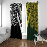 Aotearoa Australia Rugby Window Curtain Maori and Aboriginal Art Sporty Style - Polynesian Pride