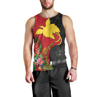 Custom Papua New Guinea Men Tank Top Birds Of Paradise Mix Tropical Flower Polynesian Pattern LT03 - Polynesian Pride