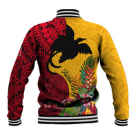Custom Papua New Guinea Baseball Jacket Birds Of Paradise Mix Tropical Flower Polynesian Pattern LT03 - Polynesian Pride