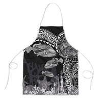 Hawaiian Reef Triggerfish Apron Polynesian Art with Tribal Humuhumunukunukuapua'a LT03 Black - Polynesian Pride