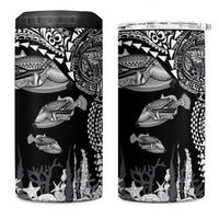 Hawaiian Reef Triggerfish 4 in 1 Can Cooler Tumbler Polynesian Art with Tribal Humuhumunukunukuapua'a LT03 One Size: 16 oz Black - Polynesian Pride
