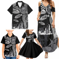 Hawaiian Reef Triggerfish Family Matching Summer Maxi Dress and Hawaiian Shirt Polynesian Art with Tribal Humuhumunukunukuapua'a LT03 - Polynesian Pride