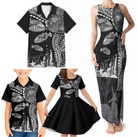 Hawaiian Reef Triggerfish Family Matching Tank Maxi Dress and Hawaiian Shirt Polynesian Art with Tribal Humuhumunukunukuapua'a LT03 - Polynesian Pride