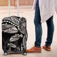 Hawaiian Reef Triggerfish Luggage Cover Polynesian Art with Tribal Humuhumunukunukuapua'a LT03 Black - Polynesian Pride