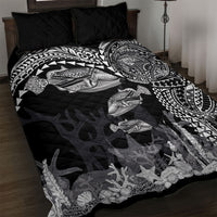 Hawaiian Reef Triggerfish Quilt Bed Set Polynesian Art with Tribal Humuhumunukunukuapua'a LT03 Black - Polynesian Pride