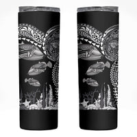 Hawaiian Reef Triggerfish Skinny Tumbler Polynesian Art with Tribal Humuhumunukunukuapua'a LT03 Black - Polynesian Pride