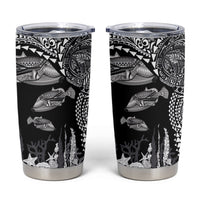 Hawaiian Reef Triggerfish Tumbler Cup Polynesian Art with Tribal Humuhumunukunukuapua'a LT03 Black - Polynesian Pride