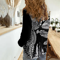 Hawaiian Reef Triggerfish Women Casual Shirt Polynesian Art with Tribal Humuhumunukunukuapua'a LT03 - Polynesian Pride