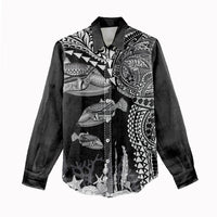 Hawaiian Reef Triggerfish Women Casual Shirt Polynesian Art with Tribal Humuhumunukunukuapua'a LT03 - Polynesian Pride