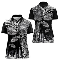 Hawaiian Reef Triggerfish Women Polo Shirt Polynesian Art with Tribal Humuhumunukunukuapua'a LT03 - Polynesian Pride