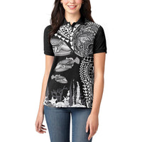 Hawaiian Reef Triggerfish Women Polo Shirt Polynesian Art with Tribal Humuhumunukunukuapua'a LT03 - Polynesian Pride