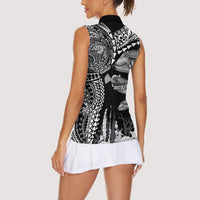 Hawaiian Reef Triggerfish Women Sleeveless Polo Shirt Polynesian Art with Tribal Humuhumunukunukuapua'a LT03 - Polynesian Pride