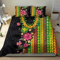 Hawaiian Independence Day Bedding Set Kanaka Maoli Symbols With Tapa Motifs and Tropical Plants - Polynesian Pride