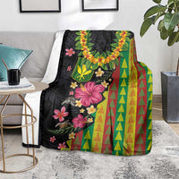 Hawaiian Independence Day Blanket Kanaka Maoli Symbols With Tapa Motifs and Tropical Plants - Polynesian Pride