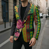Hawaiian Independence Day Blazer Kanaka Maoli Symbols With Tapa Motifs and Tropical Plants - Polynesian Pride