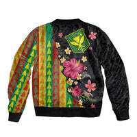 Hawaiian Independence Day Bomber Jacket Kanaka Maoli Symbols With Tapa Motifs and Tropical Plants - Polynesian Pride