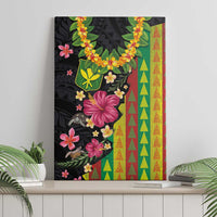 Hawaiian Independence Day Canvas Wall Art Kanaka Maoli Symbols With Tapa Motifs and Tropical Plants - Polynesian Pride