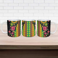 Hawaiian Independence Day Ceramic Mug Kanaka Maoli Symbols With Tapa Motifs and Tropical Plants - Polynesian Pride