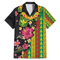 Hawaiian Independence Day Family Matching Mermaid Dress and Hawaiian Shirt Kanaka Maoli Symbols With Tapa Motifs and Tropical Plants - Polynesian Pride