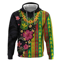 Hawaiian Independence Day Hoodie Kanaka Maoli Symbols With Tapa Motifs and Tropical Plants - Polynesian Pride