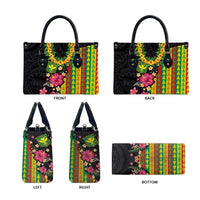 Hawaiian Independence Day Leather Bag Kanaka Maoli Symbols With Tapa Motifs and Tropical Plants - Polynesian Pride