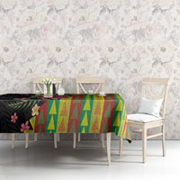 Hawaiian Independence Day Tablecloth Kanaka Maoli Symbols With Tapa Motifs and Tropical Plants - Polynesian Pride