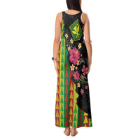 Hawaiian Independence Day Tank Maxi Dress Kanaka Maoli Symbols With Tapa Motifs and Tropical Plants - Polynesian Pride
