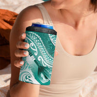 Personalised New Zealand Aotearoa Darts Masters 4 in 1 Can Cooler Tumbler Maori Art Tattoo with Tribal Dart Symbol Teal Color - Polynesian Pride