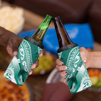 Personalised New Zealand Aotearoa Darts Masters 4 in 1 Can Cooler Tumbler Maori Art Tattoo with Tribal Dart Symbol Teal Color - Polynesian Pride