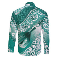Personalised New Zealand Aotearoa Darts Masters Family Matching Summer Maxi Dress and Hawaiian Shirt Maori Art Tattoo with Tribal Dart Symbol Teal Color LT03 - Polynesian Pride
