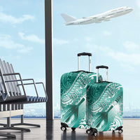 Personalised New Zealand Aotearoa Darts Masters Luggage Cover Maori Art Tattoo with Tribal Dart Symbol Teal Color - Polynesian Pride