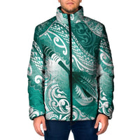 Personalised New Zealand Aotearoa Darts Masters Padded Jacket Maori Art Tattoo with Tribal Dart Symbol Teal Color - Polynesian Pride