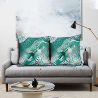 Personalised New Zealand Aotearoa Darts Masters Pillow Cover Maori Art Tattoo with Tribal Dart Symbol Teal Color - Polynesian Pride