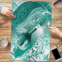 Personalised New Zealand Aotearoa Darts Masters Puzzle Maori Art Tattoo with Tribal Dart Symbol Teal Color - Polynesian Pride