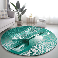 Personalised New Zealand Aotearoa Darts Masters Round Carpet Maori Art Tattoo with Tribal Dart Symbol Teal Color - Polynesian Pride