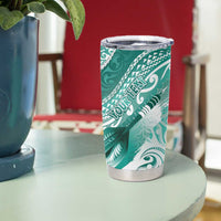 Personalised New Zealand Aotearoa Darts Masters Tumbler Cup Maori Art Tattoo with Tribal Dart Symbol Teal Color - Polynesian Pride