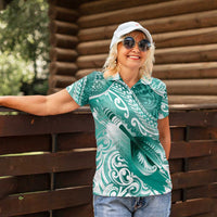 Personalised New Zealand Aotearoa Darts Masters Women Polo Shirt Maori Art Tattoo with Tribal Dart Symbol Teal Color - Polynesian Pride