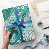 Personalised New Zealand Aotearoa Darts Masters Wrapping Paper Maori Art Tattoo with Tribal Dart Symbol Teal Color - Polynesian Pride