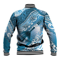 Personalised New Zealand Aotearoa Darts Masters Baseball Jacket Maori Art Tattoo with Tribal Dart Symbol Blue - Polynesian Pride
