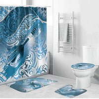 Personalised New Zealand Aotearoa Darts Masters Bathroom Set Maori Art Tattoo with Tribal Dart Symbol Blue - Polynesian Pride