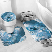 Personalised New Zealand Aotearoa Darts Masters Bathroom Set Maori Art Tattoo with Tribal Dart Symbol Blue - Polynesian Pride