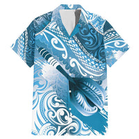 Personalised New Zealand Aotearoa Darts Masters Family Matching Mermaid Dress and Hawaiian Shirt Maori Art Tattoo with Tribal Dart Symbol Blue - Polynesian Pride