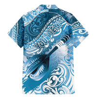 Personalised New Zealand Aotearoa Darts Masters Family Matching Mermaid Dress and Hawaiian Shirt Maori Art Tattoo with Tribal Dart Symbol Blue - Polynesian Pride